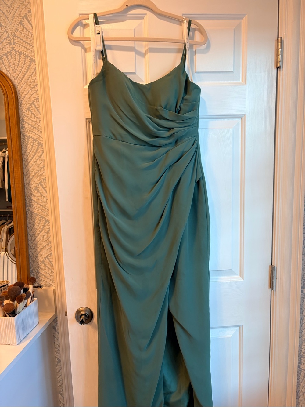 Azazie Calandra Elegant Sage Green Evening Gown scarf - Picture 4 of 7